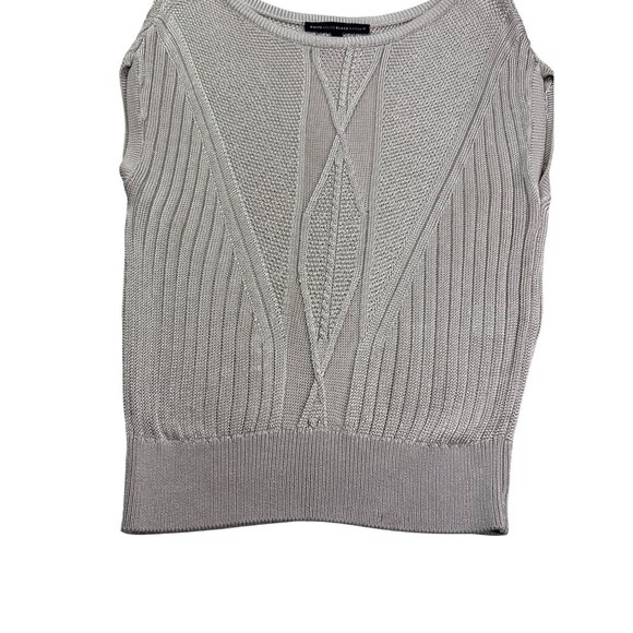White House Black Market Knit Sweater Vest Top Beige Rayon Sleeveless Size XS - Picture 3 of 6